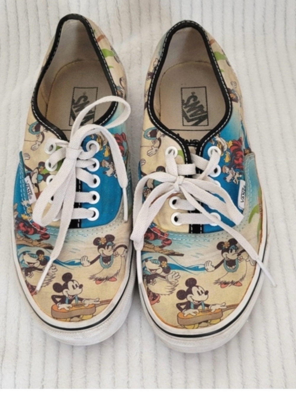 Vans Mickey Mouse Canvas Sneakers in Blue, Cream, Black